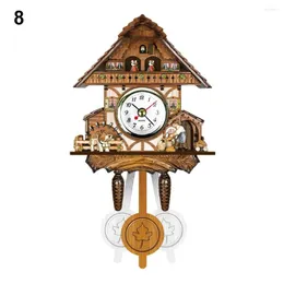 Relógios de parede Cuco de madeira relógio de pássaro Tempo Bell Swing Alarm Watch Home Art Decor SCVD889