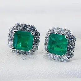 스터드 이어링 Diwenfu Bohemia 925 Silver Sterling Emerald for Women CN (Origin) Aretes de Mujer Jewelry Orecchini