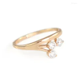 Anéis de casamento Crystal Gold-Color Anel Mulheres Anel Anello Baquues Joyas Ouro Ringe Nuevos Anilos Aneis Joias Jóias R0306