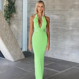 Повседневные платья Женщины вязание Halter Long Dress Long Roomevels