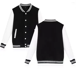 Men's Jackets IN Autumn Korean Version Of You That Is Pure Color Blank Plus Velvet Baseball Uniform Fashion Trend Printing Jacket