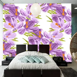 Bakgrundsbilder Custom Papel de Parede 3D Fresh Floral Murals For Living Room Restaurant El Bakgrund Hem Dekoration Vattentät tapet