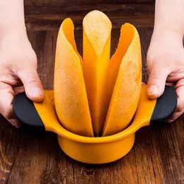 Utensili da cucina Affettatrice per mango in metallo in acciaio inossidabile Affettatrice per mango grande per frutta grande Lame per taglierina con manici antiscivolo
