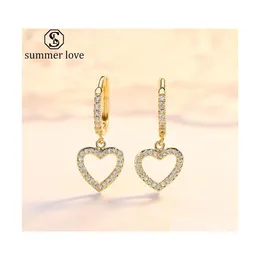 Stud Fashion White Cubic Zirconia Orecchini in oro Canno a cuore Drop per donne ragazze San Valentino Gioielli Giftz Delivery Dhoum Dhoum