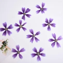 Decorative Flowers 1Set Pressed Dried Malva Sylvestris Flower Herbarium For Jewelry Postcard Bookmark Frame Phone Case Invatation Card DIY