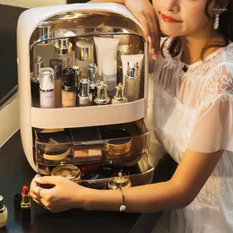 Caixas de armazenamento Donny Cosmetic Box Transparent Makeup Jewelry Organizer em casa Pequeno item de viagem multifuncional à prova de poeira