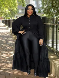 Plus size Dresses Woman Ladies Mesh Gothic Black Long Sleeve Polo Shirt Size Wholesale Bulk Drop 230130