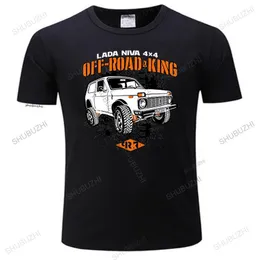 Herren-T-Shirts, Sommer-T-Shirt, schwarz, kurzärmelig, Tops für Herren, LADA NIVE 4X4 OFF-ROAD KING, Baumwoll-Marken-T-Shirt, bedrucktes T-Shirt für Herren, übergroß, 230131