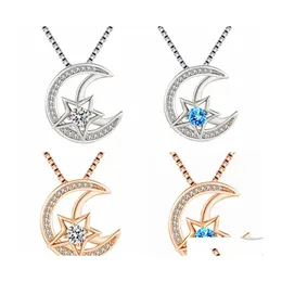 Pendant Necklaces Creative Fashion Star And Moon Eternal Heart Necklact Temperament Diamond Necklace Legend Party Gift Bdehome Drop Dha8L