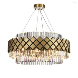 Chandeliers Modern Art Deco Crystal Clear Designer Gold LED Chandelier Lighting Lustre Suspension Luminaire Lampen For Foyer