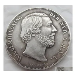 Konst och hantverk 1873.Netherlands William III 2 1/2 GDEN Sier Copy Coins Högkvalitativ mässing Hantverk Ornament Replika Hemdekoration D DHXZK