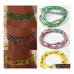 Anklets Bohemian Fashion Jewelry Simple Colorf 여성 해변 탄성 구슬 드롭 배달 dhthi