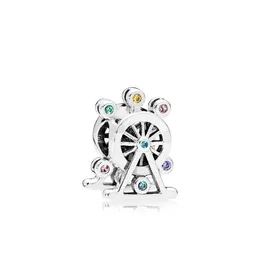 Подлинные чары 925 Sier Sier Sier Color Diamond Frong Erris Wheel Original Bead Bead для украшения ювелирных изделий.