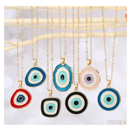 ペンダントネックレスファッションジュエリーIrregar Geometric Evil Eye Necklace Blueyee Choker Drop Delivery Pendants DH2XV