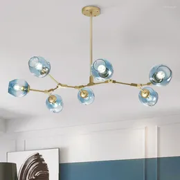 Lustres nórdicos lanternas sala de estar pós-moderna atmosfera minimalista restaurante feijão mágico candelabro lâmpada quarto vidro molecular