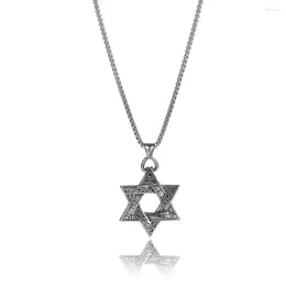 Pendant Necklaces Star Same Style Double Faced Six Pointed European And American Fashion Couple Titanium Steel For Men Women