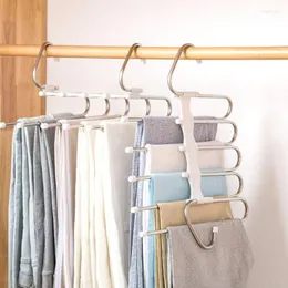 Hängare 1/2st Pant Hanger 5in1 Rack för klädarrangör Multifunktionshyllor Skåp Lagring Rostfritt stålbyxor