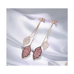 Dangle Lustre De Mode Bijoux S925 Sier Post Boucles D'oreilles Pour Les Femmes Strass Feuilles Gland Goujon Drop Delivery Dhcyg