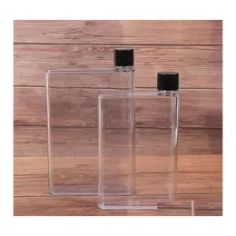Water Bottles 1 Pc Handy Portable Flat Kettle Sport Drinking Bottle A5/A6 Notebook Paper Scrub Plastic Creative Cu Drop Delivery Hom Otqka
