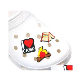 إكسسوارات أجزاء الأحذية بالجملة سحر Camp Camp Croc PVC PVC مطاطية ناعمة Shoecharms Bucled Bracelet Decoration Drop Drop Dher