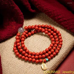 Strand Selling Natural Hand-carved 108 Cinnabar Beads Bracelet Fashion Jewelry Bangles Accessories Men Women Lucky Gifts