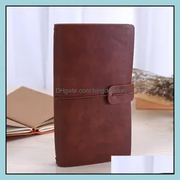 Notepads Solid Color Leather Notebook Handmade Vintage Diary Journal Books Retro Travel Notepad Sketchbook Office School Supplies Gi Dhavv