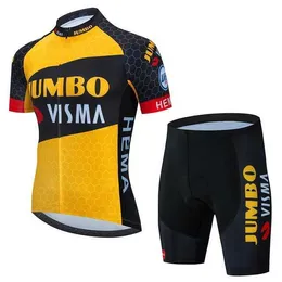 Set JUMBO VISMA Bike Jersey Set Team Greatful Abbigliamento Summer Short Sleeve Cycling Suit Pantaloncini con bretelle superiori e inferiori da uomo P230522 buono