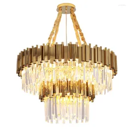 Ljuskronor Post Modern Gold Metal Glass Pendant Crystal Chandelier G9 LED BULB LAMP SUSPENSION LJUS FÖR FÖR LEVSRUM SOVSURDRUM