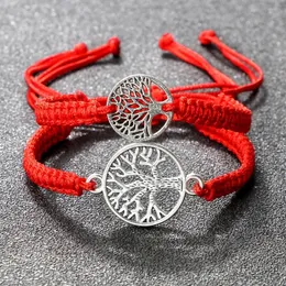 Link Bracelets Lucky Red String Braid Classic Retro Alloy The Tree Of Life Handmade Men Women Kid Wristband Yoga Jewelry Gift Bangles