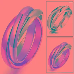 Bröllopsringar tre i en tri färg rostfritt stål personliga kvinnor enkelt vanligt engagemang