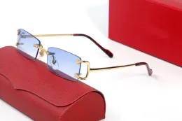 Modne okulary przeciwsłoneczne Projektant okularów przeciwsłonecznych Man C Dekoracja Druciana ramka Okulary przeciwsłoneczne Bezramkowe UV400 Rzeźbione męskie Okulary Carti Na zewnątrz Gogle Letnie okulary podróżne