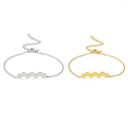 Braccialetti a maglie In acciaio inossidabile 304 Catena Rolo Connettore tondo Bracciale con ciondoli per le donne Regali di gioielli di moda 17 cm di lunghezza 1 pezzo