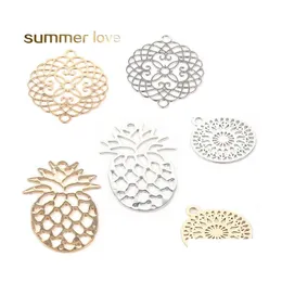 Charms Fashion Hollow Pineapple Dreamcatcher Gold Sier Round Fit Bracciale fai da te Braccialetti Collana Lega Charm Gioielli Drop Delivery Fin Otkns