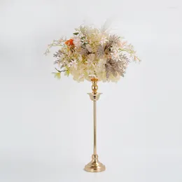 Party Decoration Gold Vase Romantic Flowers Stand Metal Road Lead Wedding Table Centerpiece Flower Rack Event