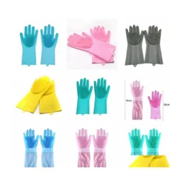 Cleaning Gloves Dishwashing Sile Brush Scrubber Kitchen Heat Resistant For Car Pet Hair Care Drop Delivery Home Garden Housekee Orga Otwng