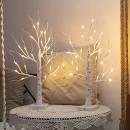 Luzes noturnas led birch natal árvore luz 60leds toque controle 8 modos fada lâmpada de salgueiro para quarto decoração de festa de casamento