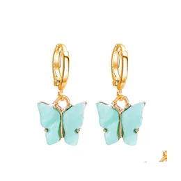 Charm Chic Fashion Butterfly Small Gold Hoop Earrings For Women Colorf Acrylic Boho De Mujer Earings Hoops Ear Rings Jewelry 493 Q2 Dh61M