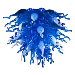 Chandeliers Elegant Glass Art Pendant Shop Conference Blue Chandelier LED Murano Lamp Handmade Lighting