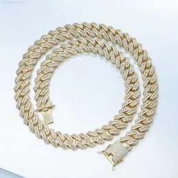 2022 Hip Hop Männer Silber Schmuck 14k Echt Solid Gold Material Iced Out Cz Miami Cuban Link Kette Halskette für