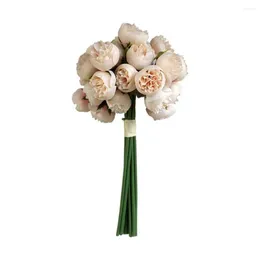 Fiori decorativi 1 bouquet Moda Fiore artificiale leggero Sensazione confortevole Ampia applicazione Camelia Bellissima 27 teste floreali