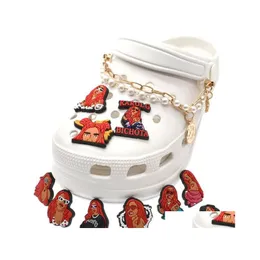 Shoe Parts Accessories 10Styles Red Hair Fashion Girl Decoration Buckle Clog Shoes Flower Croc Charms Drop Delivery Dhck0