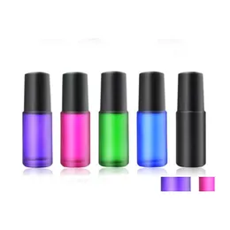 Packing Bottles 5Ml Roll On Amber/Black/Green Glass Essential Oils Steel Metal Roller Ball Per Drop Delivery Office School Business Dhkge