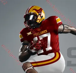 كرة القدم ارتداء مخصصة مخصصة Iowa State Cyclones Jersey 28 Breece Hall Brock Purdy Hunter Dekkers Rocco Becht Blake Ashton Ashton Nat