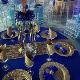 Dekorationsrunda 13 "Guldladdareplattor Plastiska revplattanladdare för middagsplattor Bröllop Elegant Decor Place Setting 536