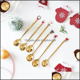 Christmas Decorations Stainless Spoon New Year 2021 Xmas Party Table Ornaments Coffee For Home Gift Paf12093 Drop Delivery Garden Fe Otjuv