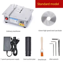 Table Saw Mini Desktop Electric Circular Saw 96W Seven-Speed Speed Regulation Cutter Speed Angle Adjustable DIY Woodworking Cutting Machine Set