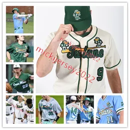 Tulane Baseball Jersey Custom costura masculina - Groff Marget Hebert Baumgardt Schulz Banks - Green