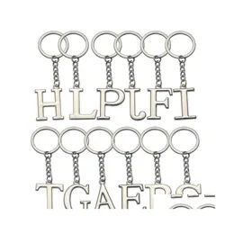 Keychains 끈 개인화 된 AZ 이름 Keychain Charm Jewelry 26 알파벳 편지 키링 영어 편지 키 푸스 홀더 파티 fav dh6zg