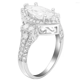 Anéis de casamento Hainon Fashion Silver Color Jewelry Blg Clear cubic Zrconia for Women Luxury Party Ring Distribution