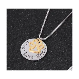 Collane con ciondolo Collana d'amore Angelo Pet Amanti semplici Lettering Live Rescue Gold Paw Claw Bdehome Drop Delivery Jewelry Pendenti Dhmvp